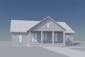 H8161-A Country Farmhouse, 4 Bedrooms, 3 Bathrooms | Everly House Plan Grayscale 3