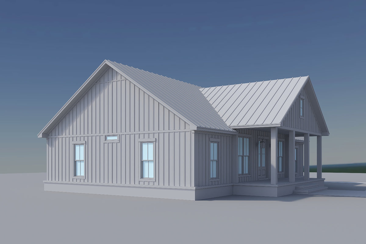 H8161-A Country Farmhouse, 4 Bedrooms, 3 Bathrooms | Everly House Plan Grayscale 4