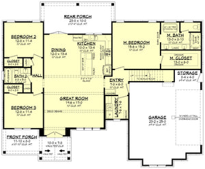 H7273-A Oakdale House First Floor Plan