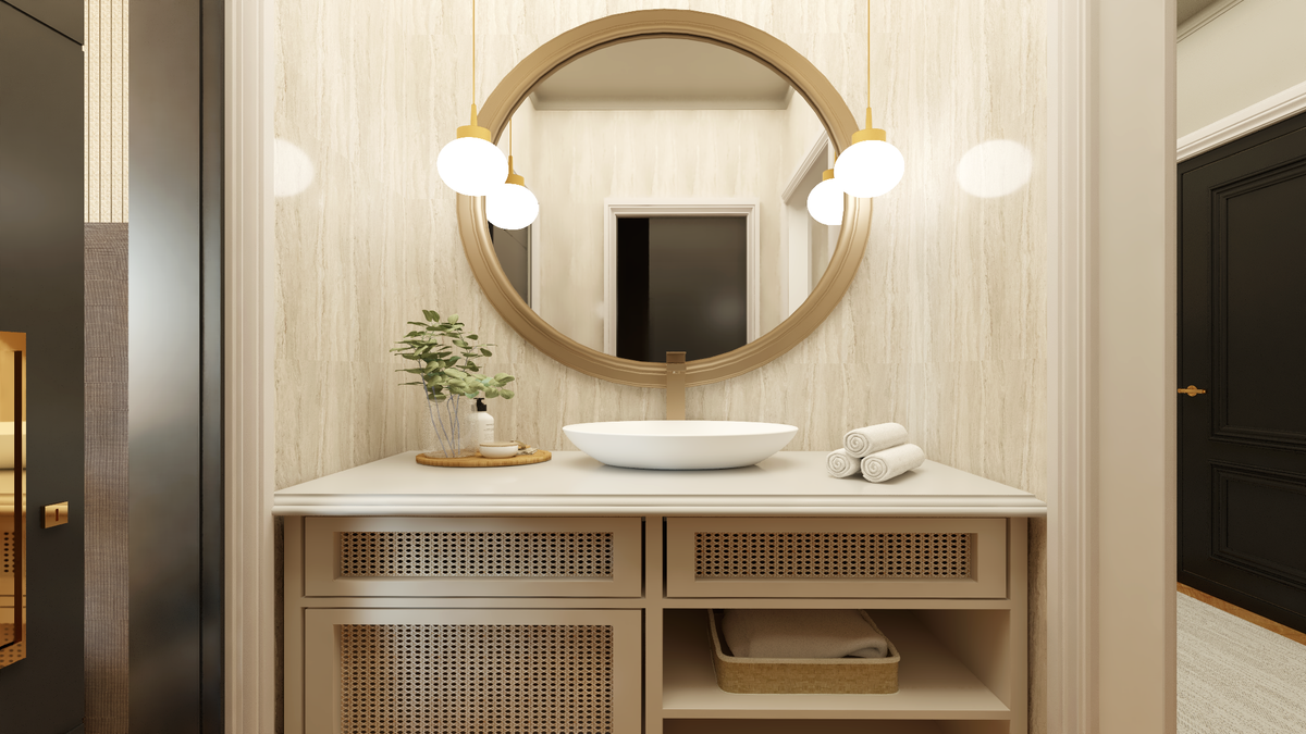 Q7486-A Modern Farmhouse Half Bathroom, 4 Bed, 4.5 Bath | Plan 2543
