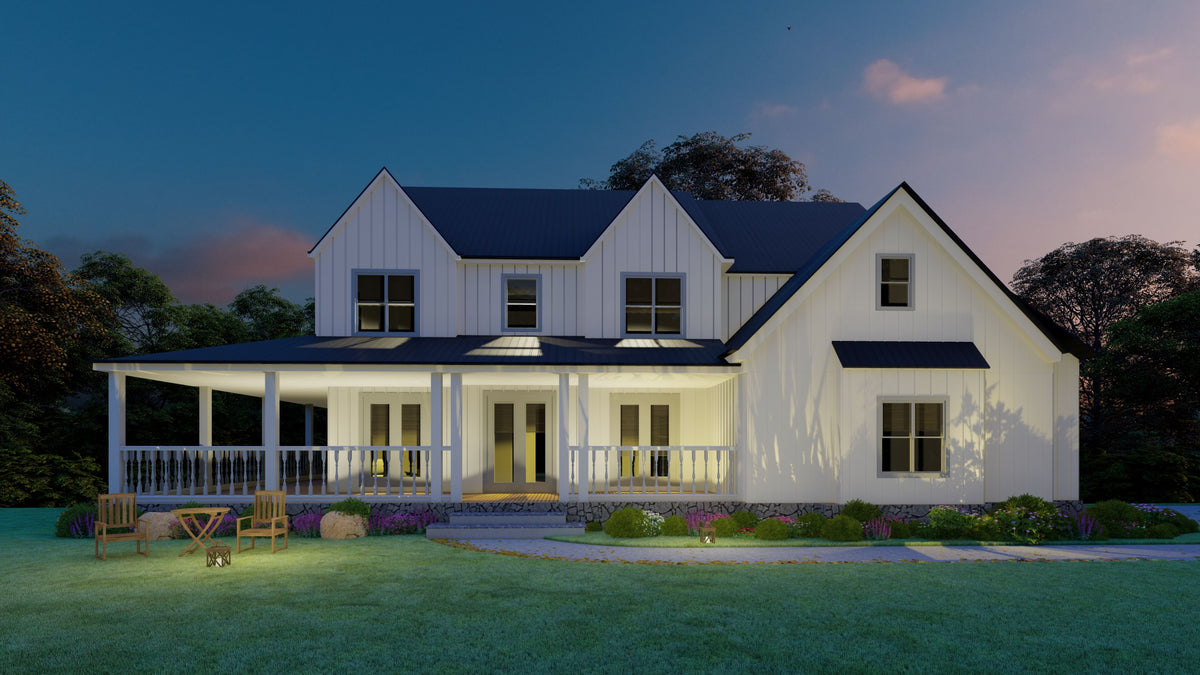 Astoria C House Plan - Front Night View