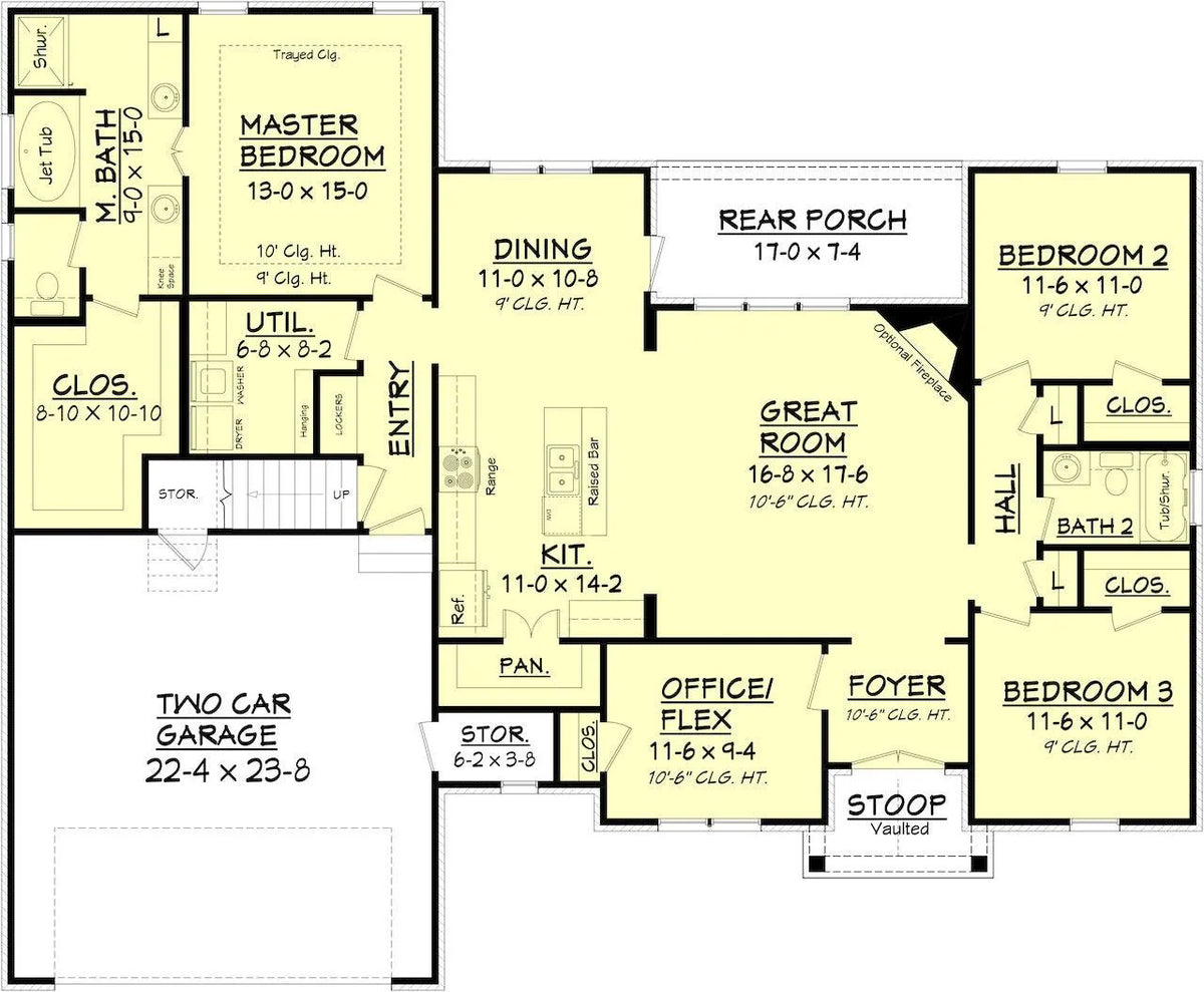 Pineview House plan - Archival Designs House Plans, floor plan