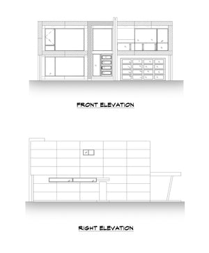 AC8166-A Contemporary House, 5 Bedrooms, 4 Bathrooms | Tigran house Plan Front and Right Elevation