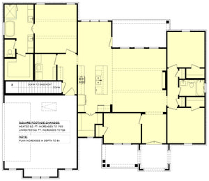 H7869-A Ranch House Basement Stair Location Floor Plan, 3 to 4 Bedrooms, 2 Bathrooms | Sterling 1883 