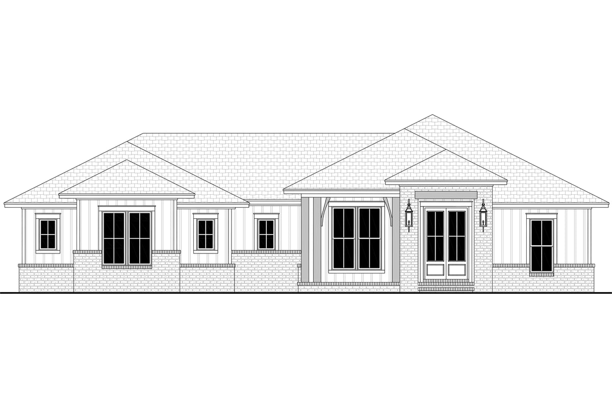 H7869-A Ranch House Front CAD, 3 to 4 Bedrooms, 2 Bathrooms | Sterling 1883 