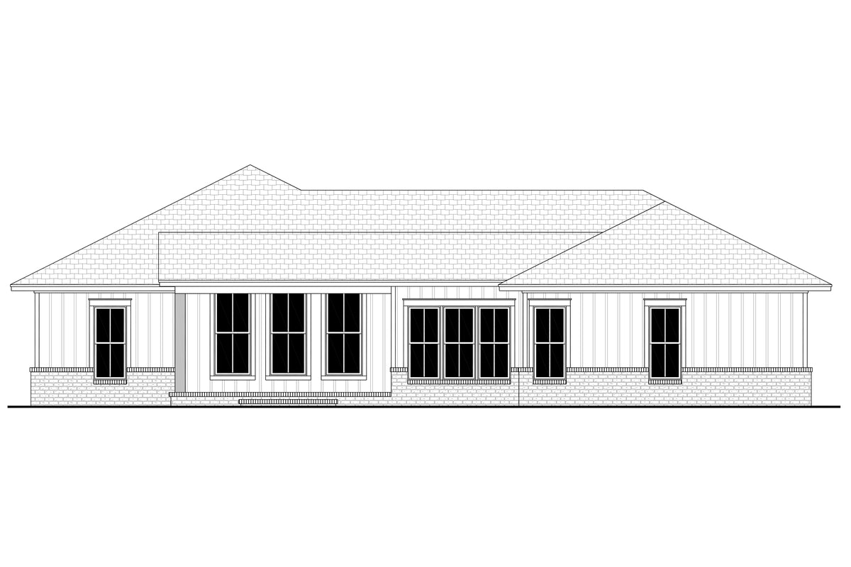 H7869-A Ranch House Rear CAD, 3 to 4 Bedrooms, 2 Bathrooms | Sterling 1883 