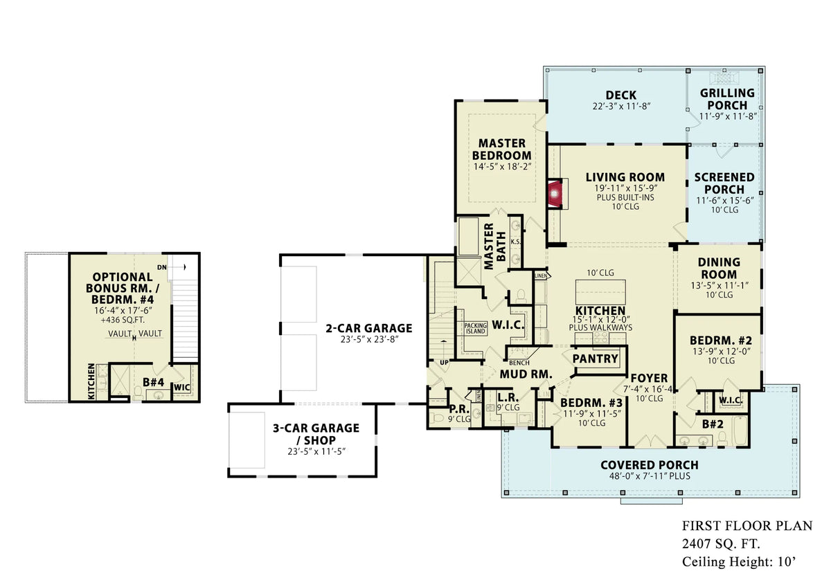 Farmer’s Modern Farmhouse B - Archival Designs House Plans, floor plan