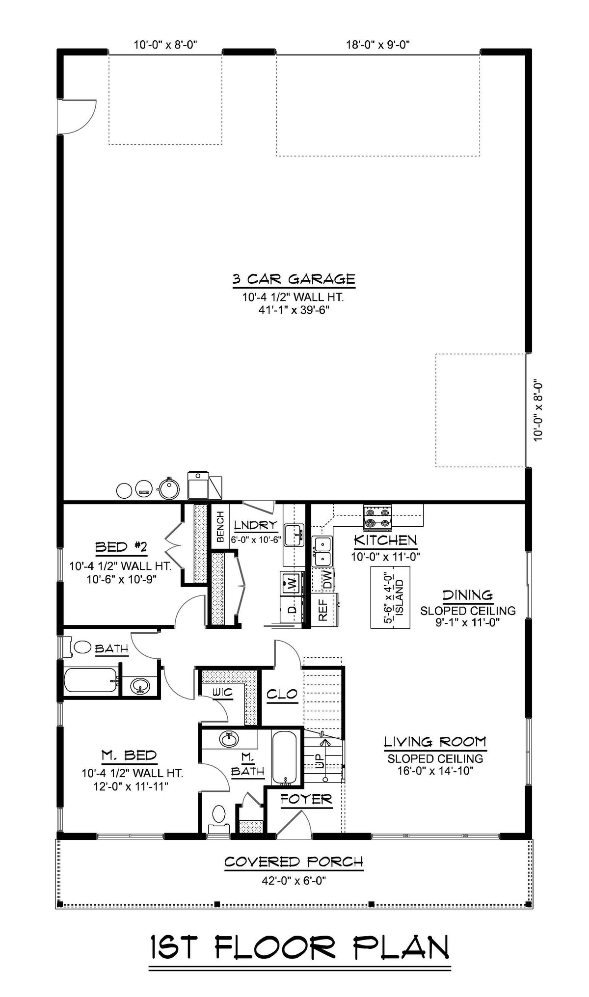 Q7441-A 19115 House First Floor Plan 3 Beds 2 Baths