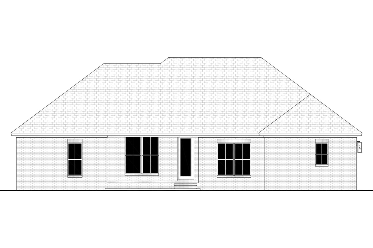 H7901-A Ranch House Rear CAD, 4 Bedrooms, 2 Bathrooms | Waverly House Plan 1917 