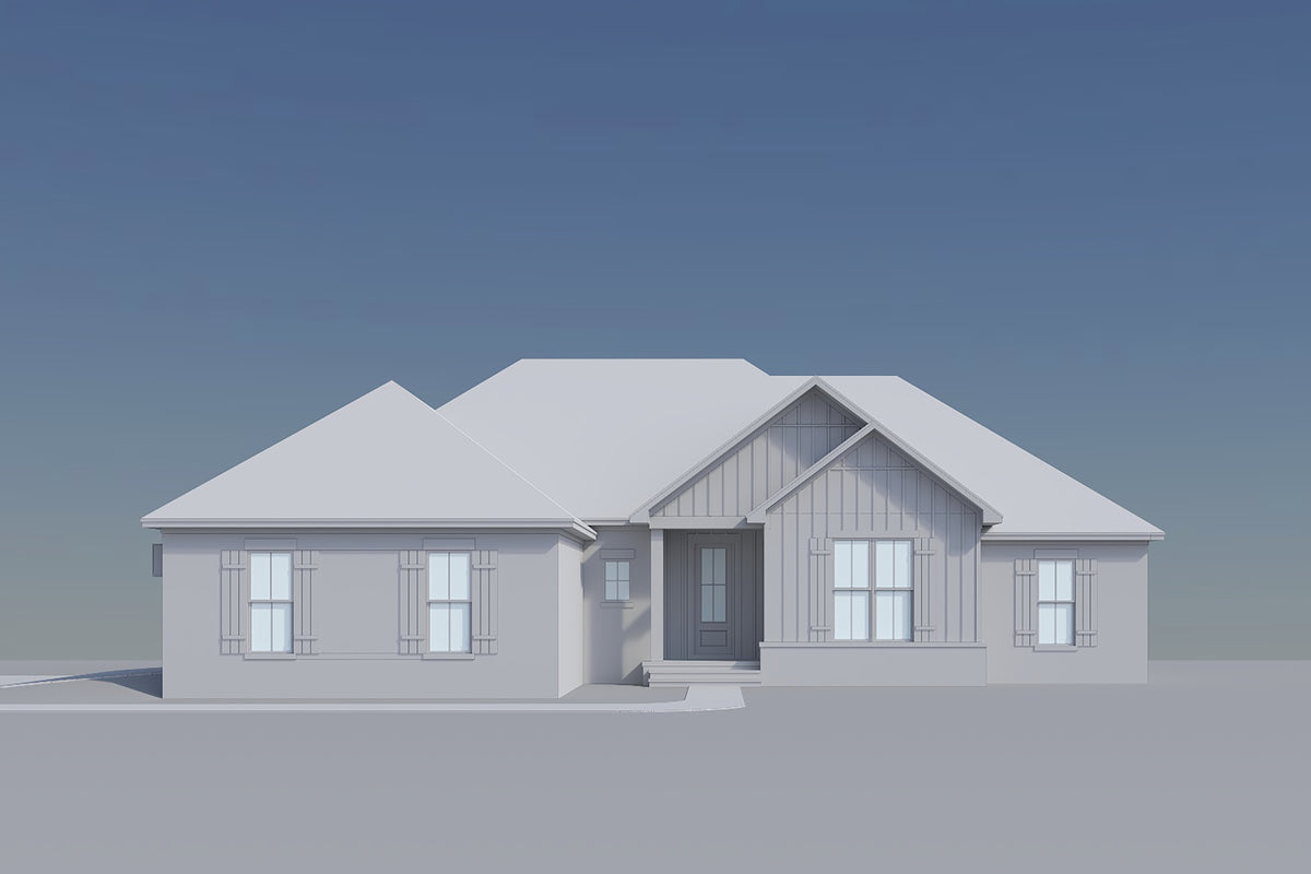 H7901-A Ranch House Grayscale 2, 4 Bedrooms, 2 Bathrooms | Waverly House Plan 1917 