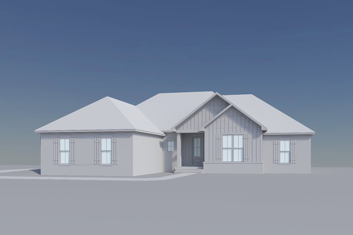 H7901-A Ranch House Grayscale 3, 4 Bedrooms, 2 Bathrooms | Waverly House Plan 1917 