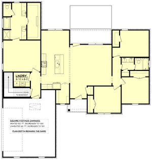 H7901-A Ranch House Basement Stair Location, 4 Bedrooms, 2 Bathrooms | Waverly House Plan 1917 