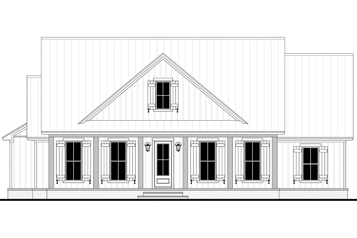 H7539-A Cottage House Front CAD, 3 Bed, 2.5 Bath | Plan 1990-S