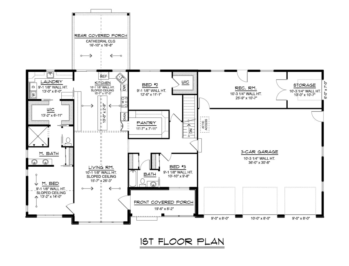 Q8418-A Modern Farmhouse First Floor Plan, 3 Bedrooms, 2 Bathrooms | 25380 House Plan 