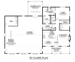 Q8415-A Barndominium House Floor Plan, 2 Bedrooms, 2 Bathrooms | 23295 House Plan 