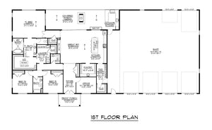 Q8100-A Barndominium House First Floor Plan, 3 Bedrooms, 2.5 Bathrooms | Plan 25201 House Plan 