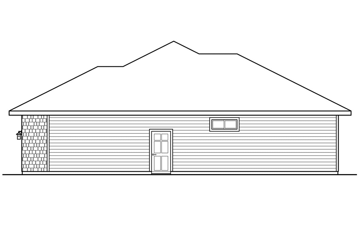 AM8102-A Prairie House, 3 Bedrooms, 3.5 Bathrooms | Laurelhurst House Plan Right Elevation