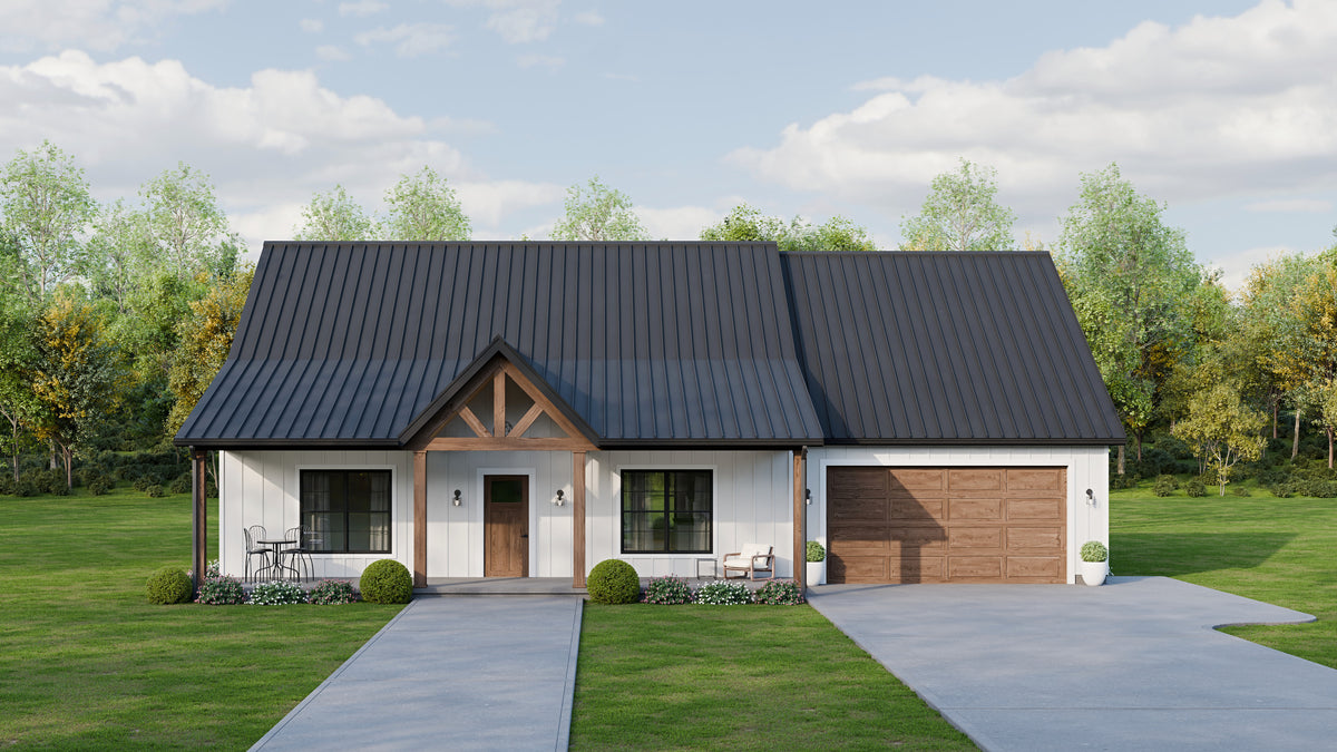 AJ7727-A Modern Farmhouse, 3 Bedrooms, 2 Bathrooms | Plan 1064 Exterior-2