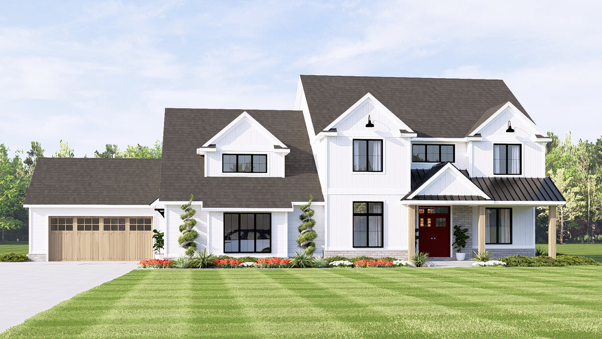 Q8425-A Modern Farmhouse, 5 Bedrooms, 4.5 Bathrooms | 20104 House Plan Exterior-3
