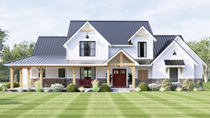 Q8412-A Modern Farmhouse, 3 Bedrooms, 2 Bathrooms, 2 Half Bath | 2071 House Plan Exterior-2