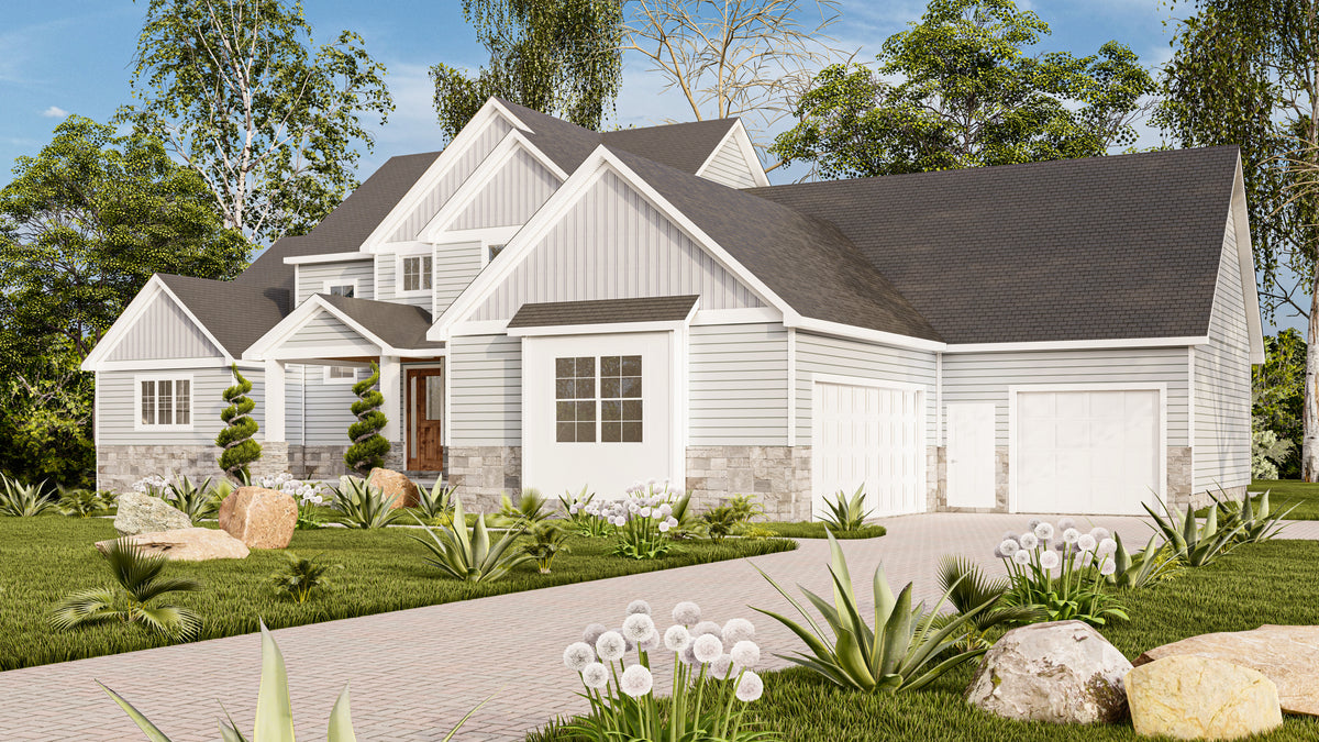 AJ7691-A Country House, 3 Bedrooms, 2.5 Bathrooms | Plan 1021 Exterior-3
