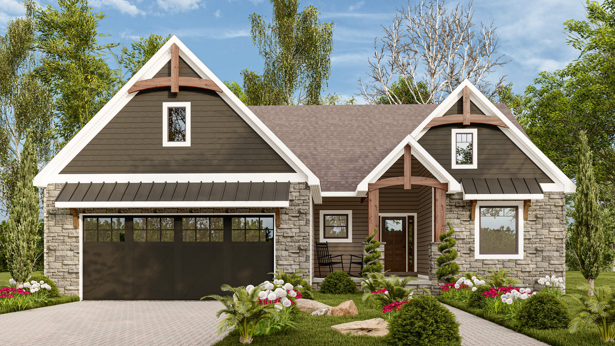 AJ7690-A Craftsman House, 3 to 4 Bedrooms, 2.5 Bathrooms | Plan 1019 Exterior