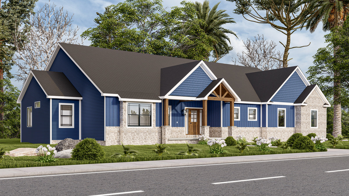 AJ7689-A Craftsman House, 3 Bedrooms, 3.5 Bathrooms | Plan 1018 Exterior-3