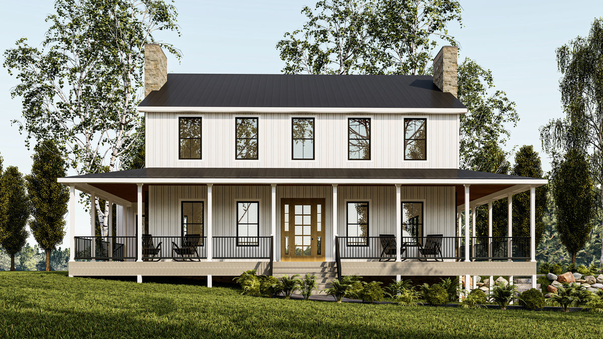 Elegant 3, 240 Sq Ft Two-Story Home with Basement and Wraparound Porch