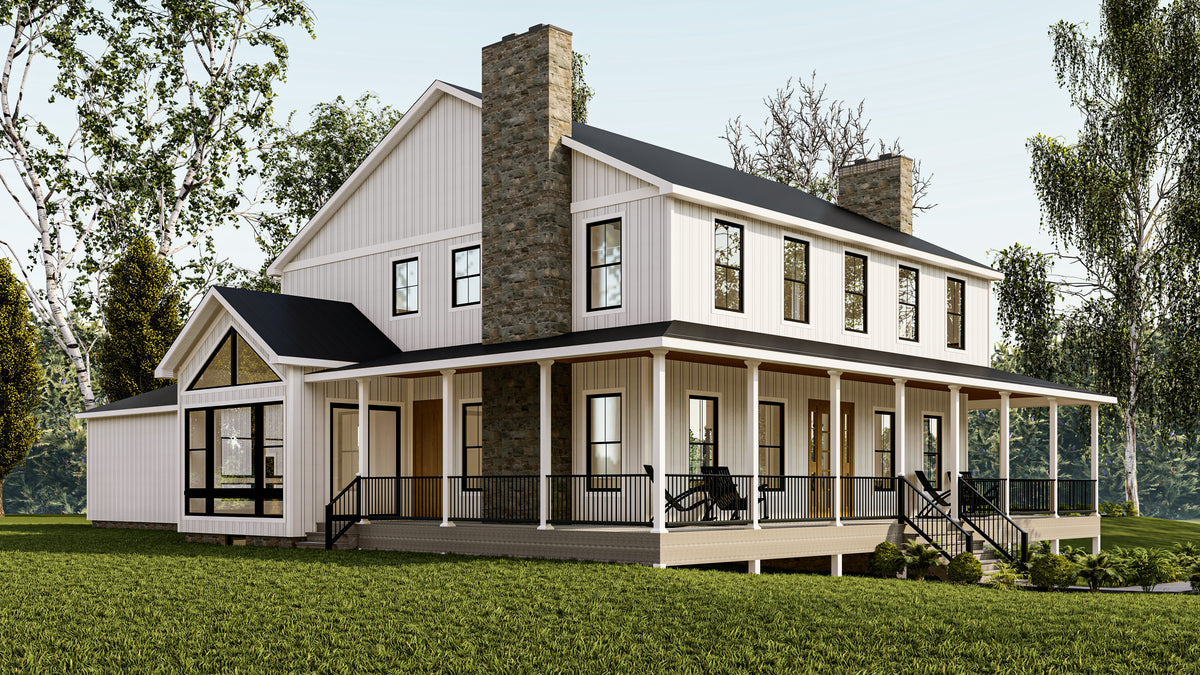 Elegant 3, 240 Sq Ft Two-Story Home with Basement and Wraparound Porch