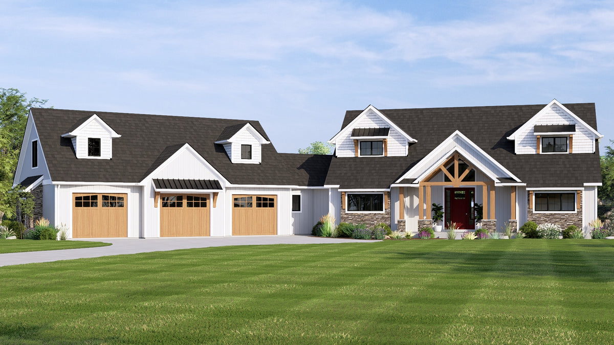 Q8419-A Country House, 3 to 5 Bedrooms, 3.5 to 4.5 Bathrooms | 2056 House Plan Exterior-2