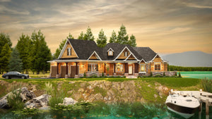 A842-A Craftsman House, 3 Bedrooms, 2 Bathrooms | Lakeview Cottage House Plan Exterior-3