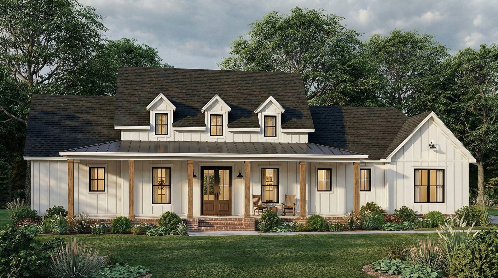 C616-A Farmhouse House, 4 Bed, 2.5 Bath | Cherry Grove House Plan Exterior-1