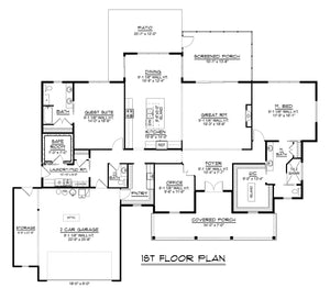 Q7456-A 23256 House First Floor Plan 2 Beds 2.5 Baths