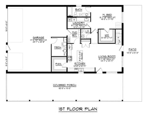 Q7447-A 24509 House First Floor Plan 4 Beds 2 Baths