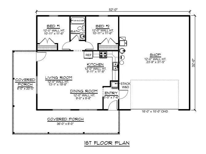 house plan with shop