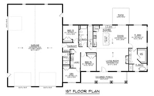 Q7452-A 25155 House First Floor Plan 3 Beds 3 Baths