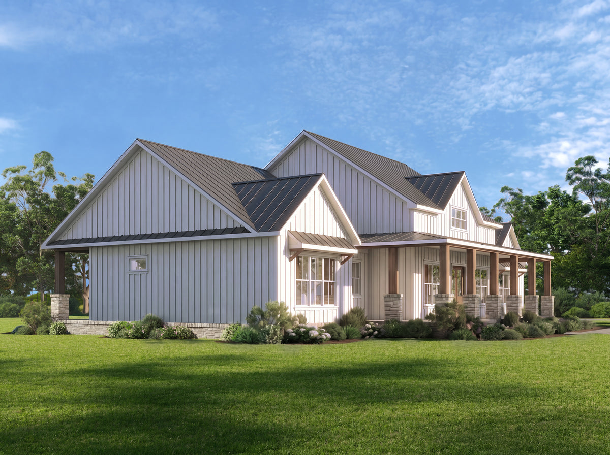 AN8219-A Modern Farmhouse, 3 Bedrooms, 2.5 Bathrooms | Downey-1 House Plan Exterior-4