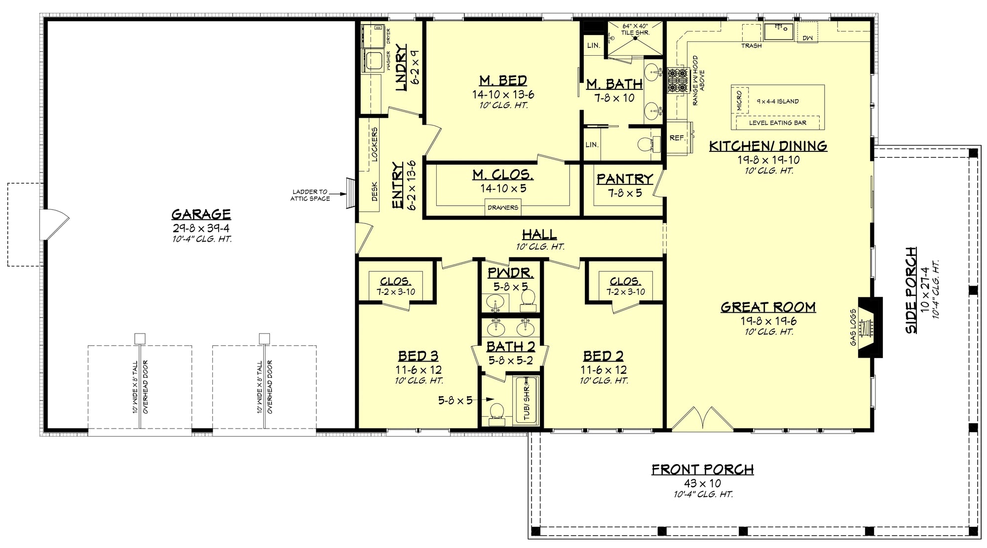 H7578-A Modern Farmhouse Barndominium House First Floor Plan, 3 Bedrooms, 2.5 Bathrooms | Ironwood House