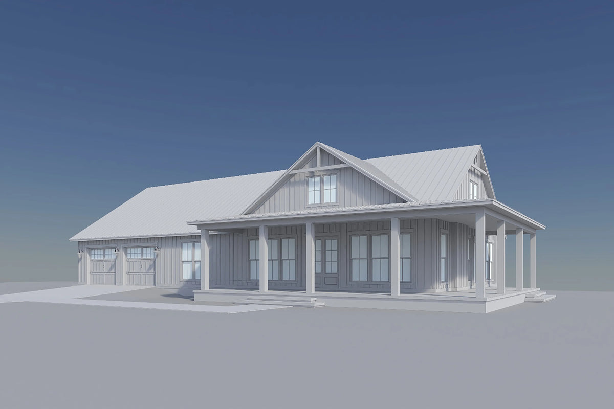 H7578-A Modern Farmhouse Barndominium House Grayscale 1, 3 Bedrooms, 2.5 Bathrooms | Ironwood House