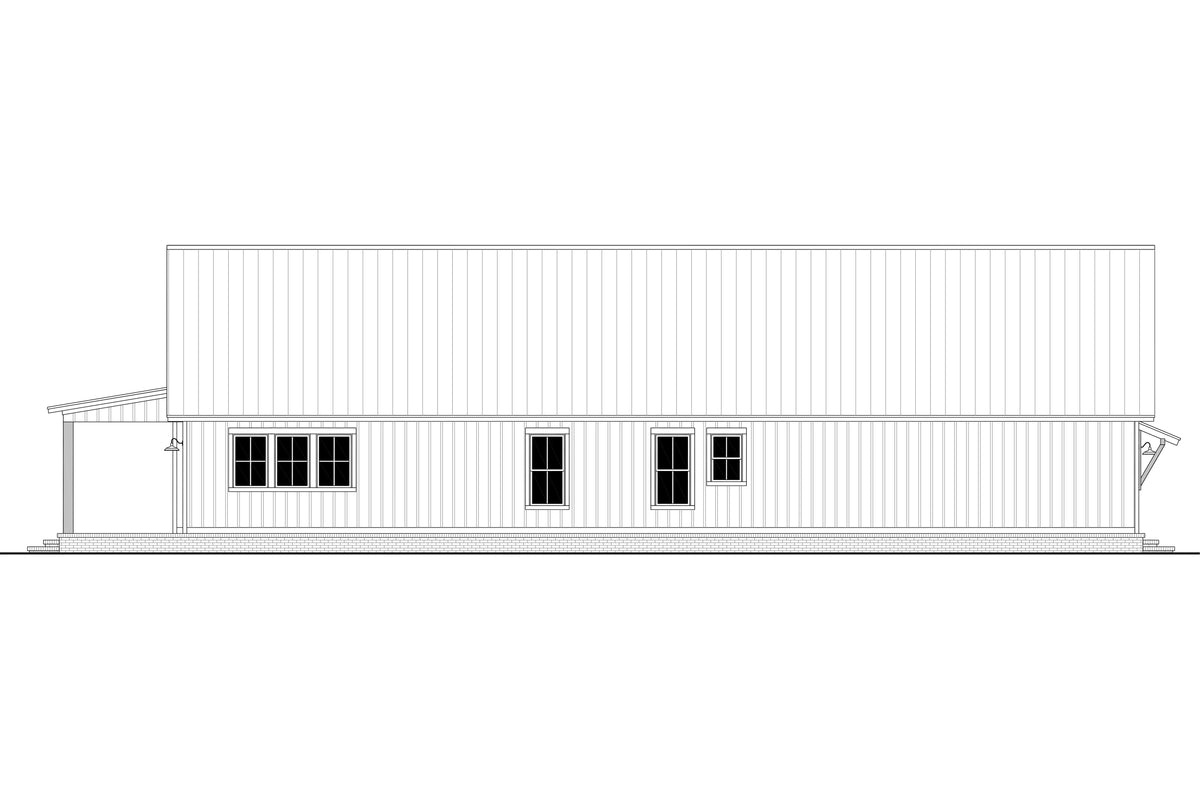 H7578-A Modern Farmhouse Barndominium House Rear CAD, 3 Bedrooms, 2.5 Bathrooms | Ironwood House