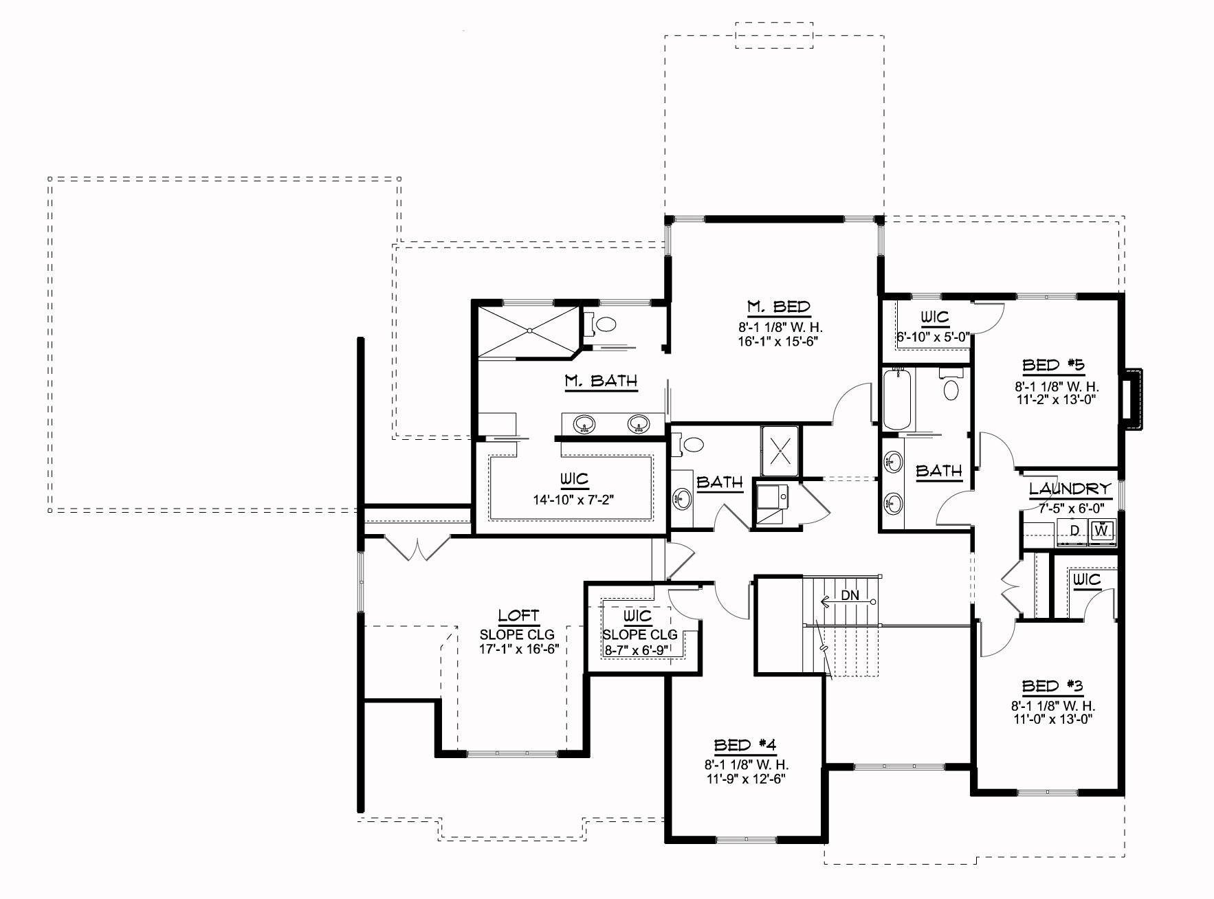 Q8425-A Modern Farmhouse, 5 Bedrooms, 4.5 Bathrooms | 20104 House Plan Second Floor Plan