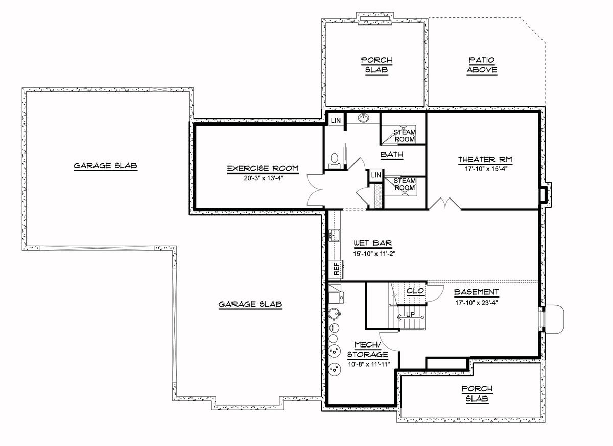 Q8425-A Modern Farmhouse, 5 Bedrooms, 4.5 Bathrooms | 20104 House Plan Basement Floor Plan