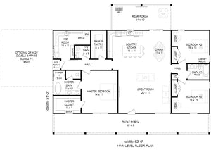 L7296-A Scarlet Oak House floor Plan 3 Beds 2.5 Baths