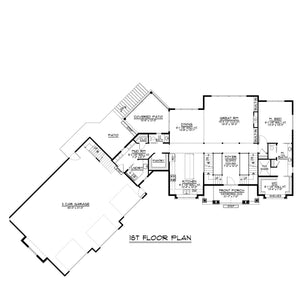 Q8419-A Country House First Floor Plan, 3 to 5 Bedrooms, 3.5 to 4.5 Bathrooms | 2056 House Plan 