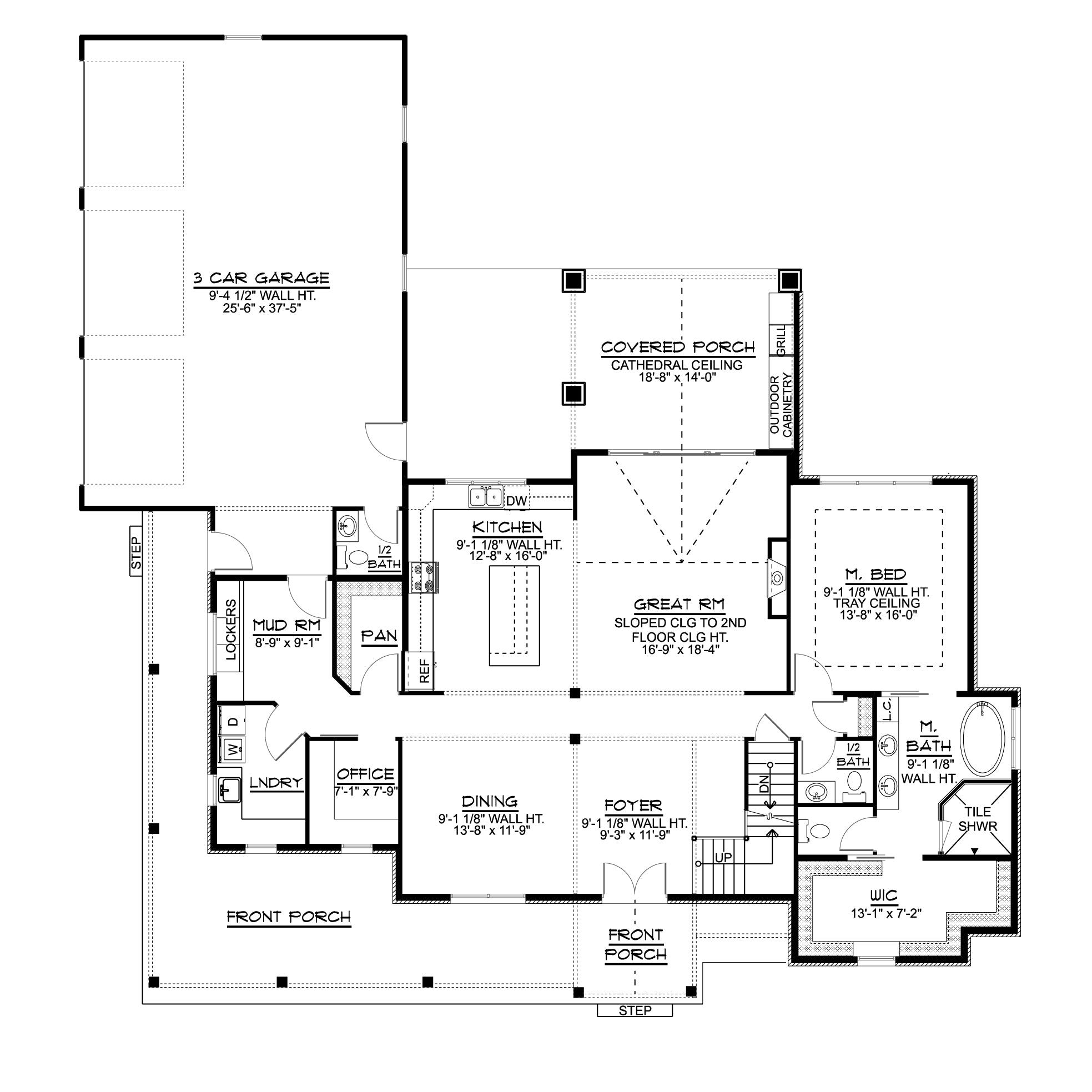 Q8412-A Modern Farmhouse First Floor Plan, 3 Bedrooms, 2 Bathrooms, 2 Half Bath | 2071 House Plan 
