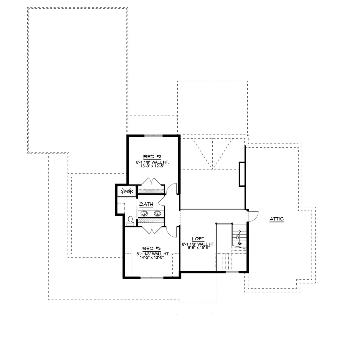 Q8412-A Modern Farmhouse Second Floor Plan, 3 Bedrooms, 2 Bathrooms, 2 Half Bath | 2071 House Plan 