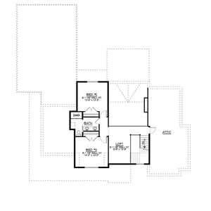 Q8412-A Modern Farmhouse Second Floor Plan, 3 Bedrooms, 2 Bathrooms, 2 Half Bath | 2071 House Plan 