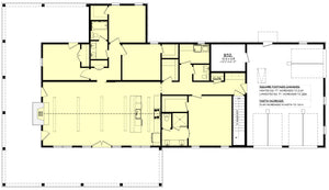 H8216-A Modern Barndominium House Basement Stair Location Floor Plan, 4 Bedrooms, 2.5 Bathrooms | Canton House Plan 