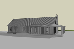 H8216-A Modern Barndominium House, 4 Bedrooms, 2.5 Bathrooms | Canton House Plan Grayscale 3