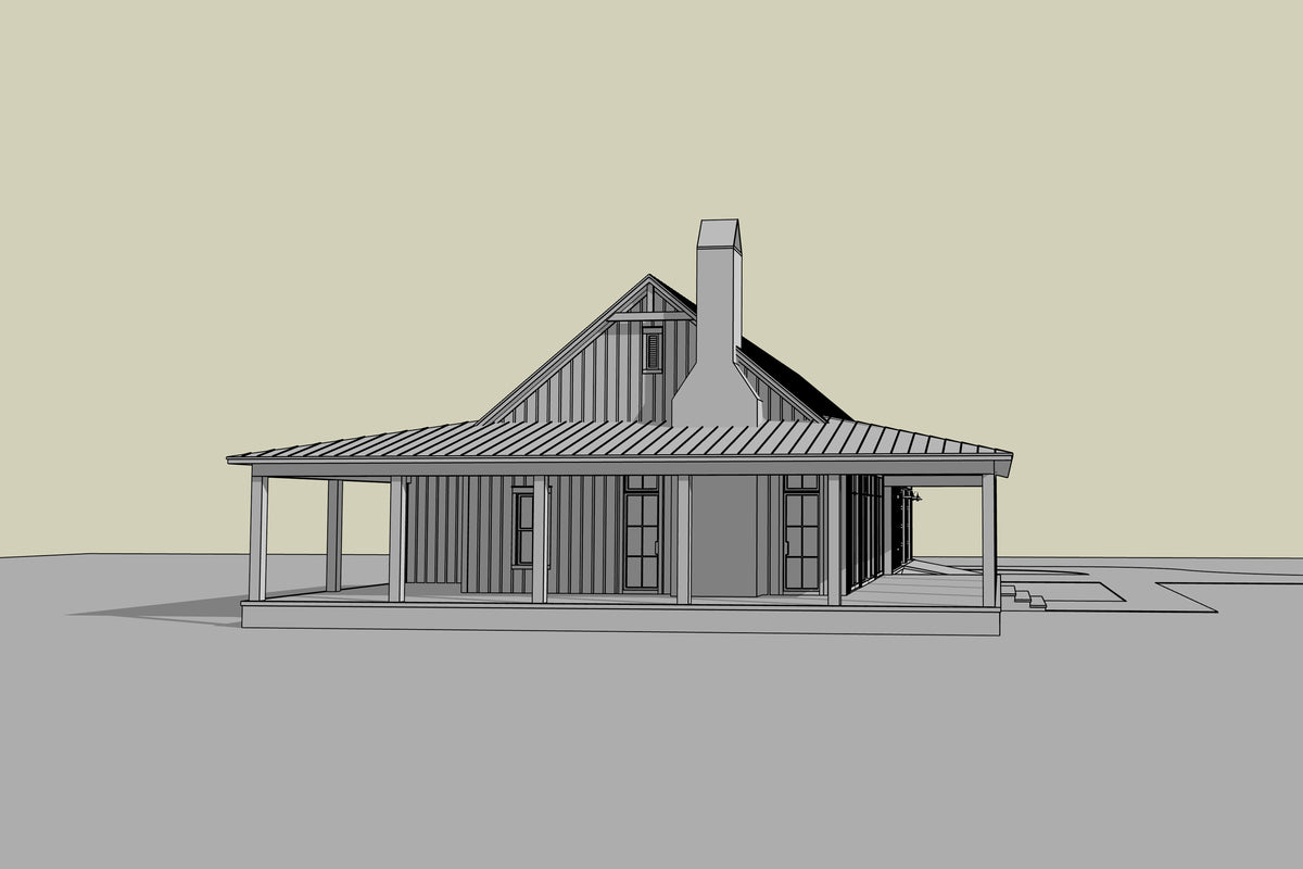 H8216-A Modern Barndominium House, 4 Bedrooms, 2.5 Bathrooms | Canton House Plan Grayscale 4